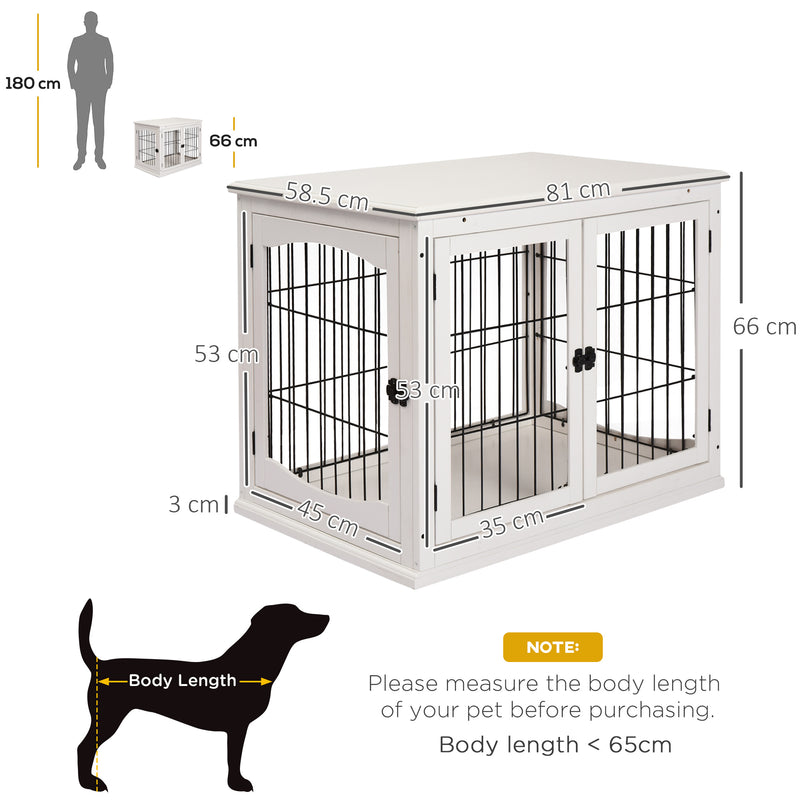 Wooden Dog Crate End Table Pet Puppy House Cage w/Metal Wire for Small Dog