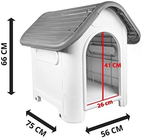 Mighty Plastic Dog Cat Kennel House Weatherproof For Indoor And Outdoor Pet Shelter Grey