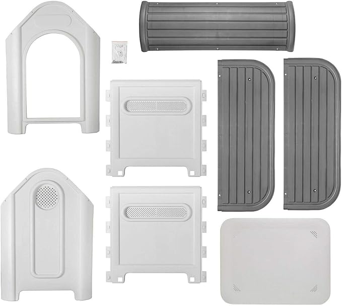 Mighty Plastic Dog Cat Kennel House Weatherproof For Indoor And Outdoor Pet Shelter Grey