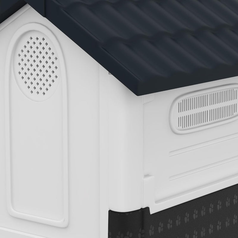PawHut Dog Kennel for Outside, Plastic Dog House, WaterResistant Pet Shelter Miniature Dogs, 64.5 x 57 x 66cm - Grey