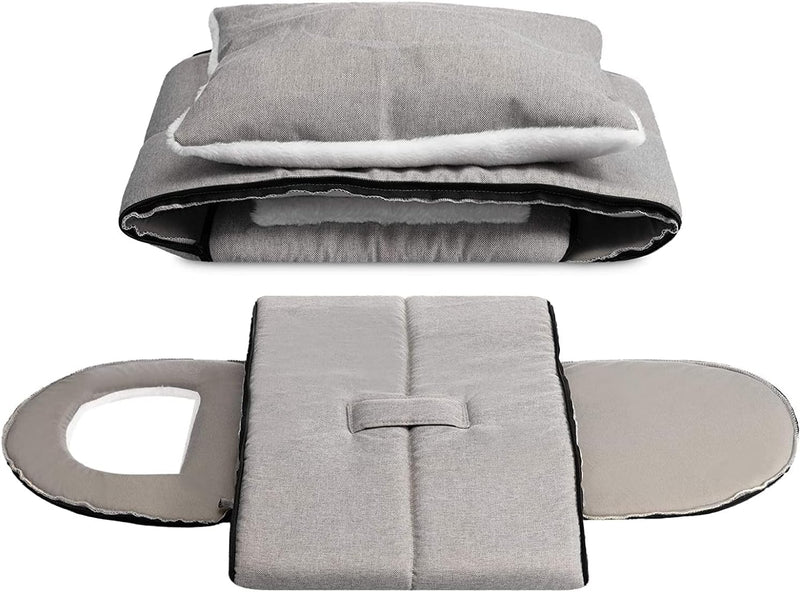 Hollypet Cat Bed Small Dog Bed, 2-in-1 Foldable Linen Pet Beds for Cats and Small Dogs, Cat Cave Indoor Outdoor, Grey