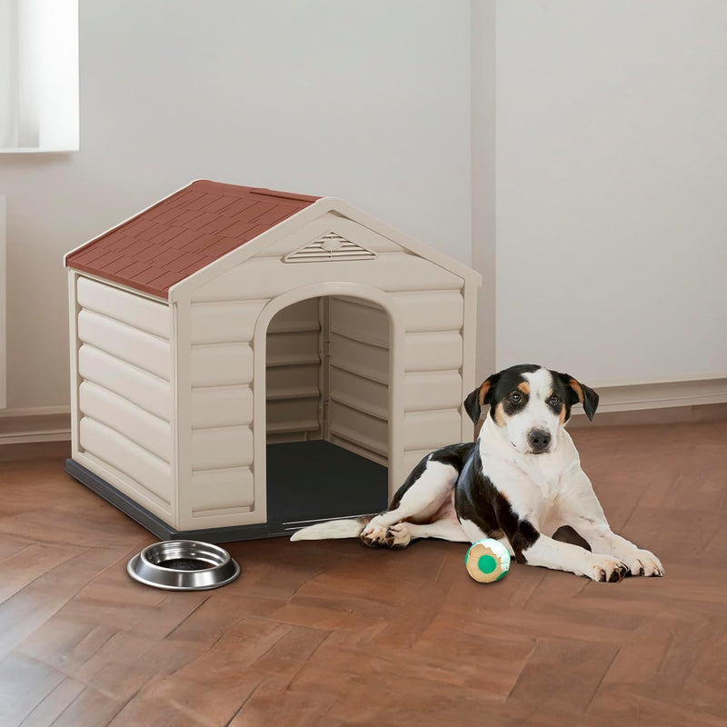 Garden Store Direct Dog Kennel House Shelter Weather & Water Resistant, Easy Assembly, with Two Sizes (Terracotta Roof, Small)