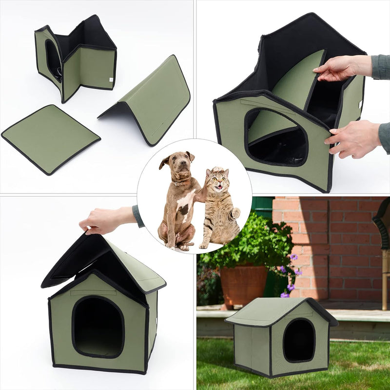 Pet Outdoor Villa - Waterproof & Rainproof Dog & Cat House, Collapsible & Foldable Pet Shelter