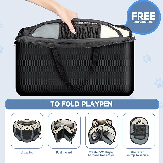 Foldable cats, dog kennels, cats, dogs, delivery rooms, pets, octagonal cages, breathable fences, tents, claw-resistant (GREY)