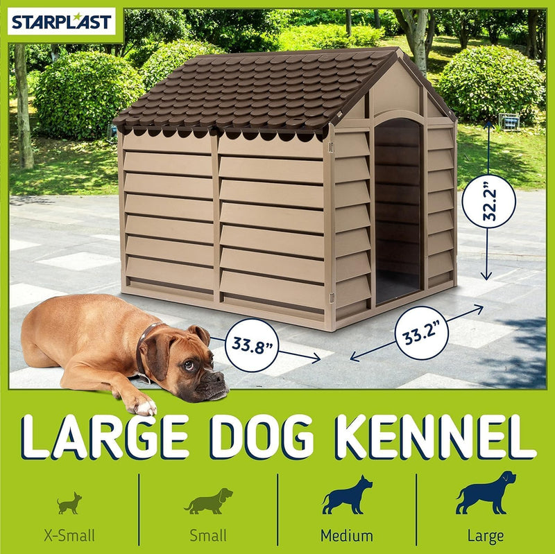 Starplast Large Heavy Duty Plastic Dog Kennel Pet Shelter PLASTIC DURABLE OUTDOOR