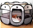 Foldable cats, dog kennels, cats, dogs, delivery rooms, pets, octagonal cages, breathable fences, tents, claw-resistant (GREY)