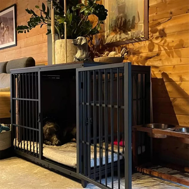 Heavy Thicken Tube Metal Dog Crate Table Enhanced Pet Cage Kennel Furniture Pan