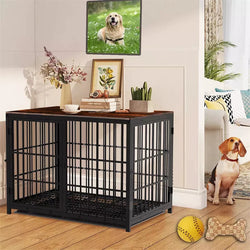 Heavy Thicken Tube Metal Dog Crate Table Enhanced Pet Cage Kennel Furniture Pan