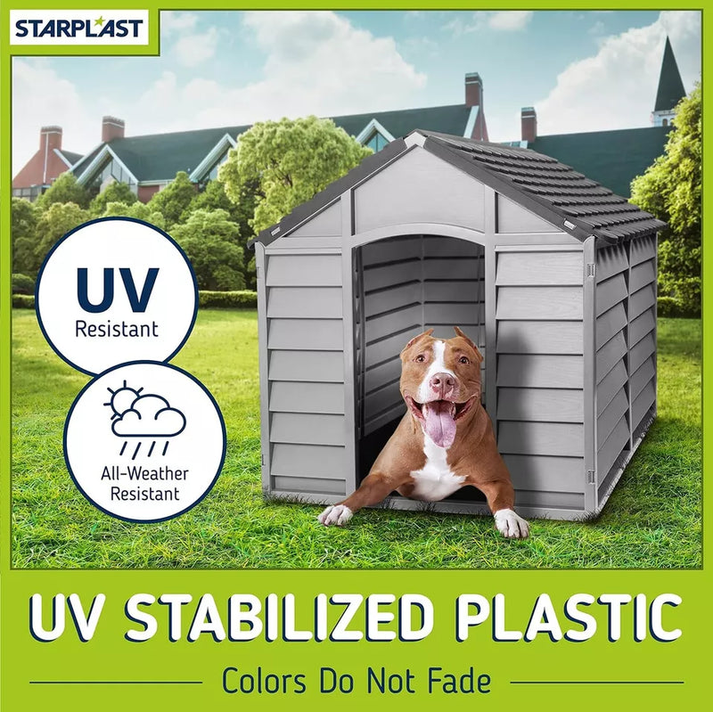 Garden Store Direct New Dog Kennel Shelter in Grey Tone, Two Styles Available (Large)