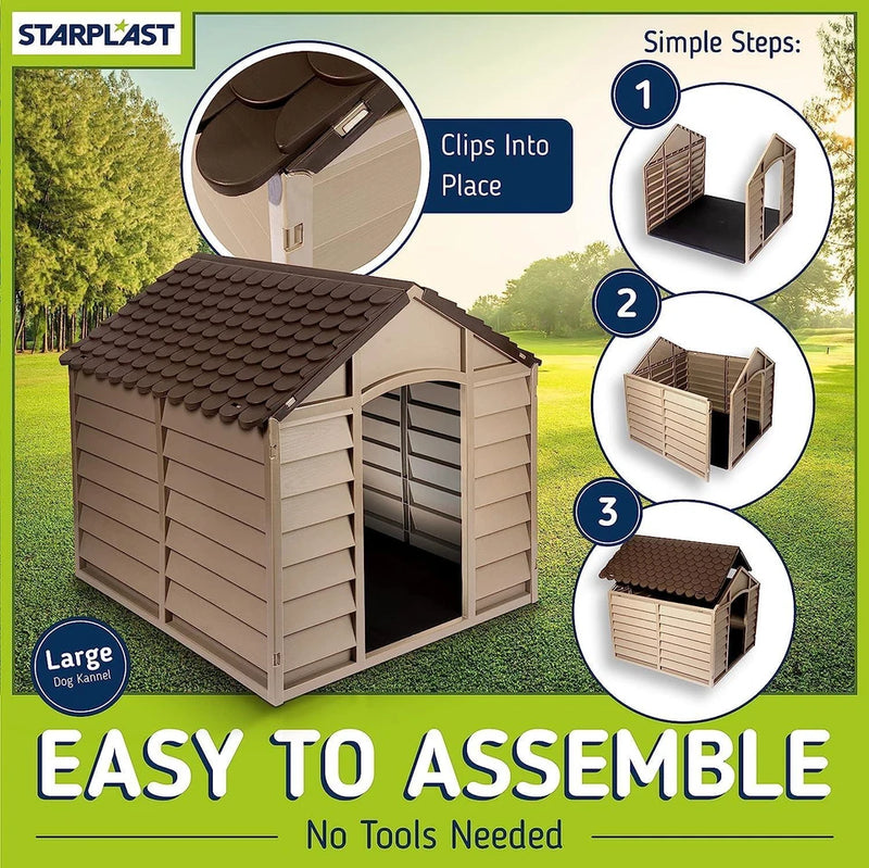 Starplast Large Heavy Duty Plastic Dog Kennel Pet Shelter PLASTIC DURABLE OUTDOOR
